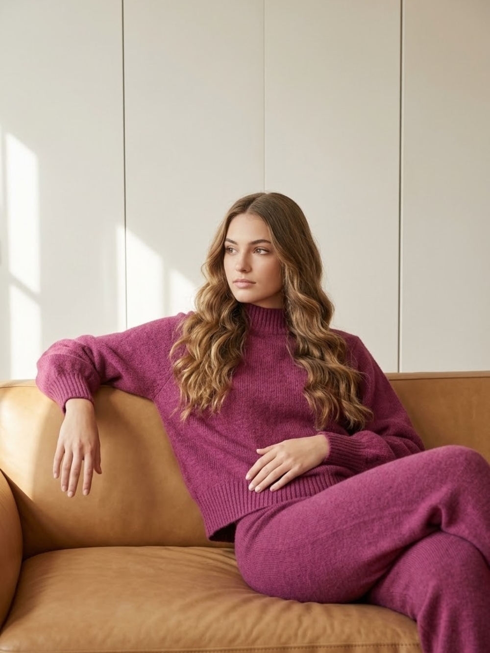 Ann Taylor Plum High Neck Knit Sweater